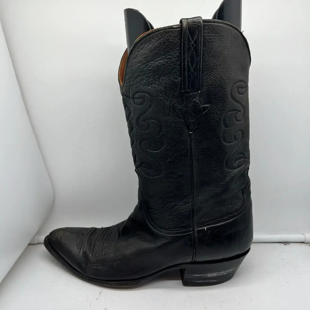 Lucchese Boots Mens 10 Black Leather Cowboy Western **